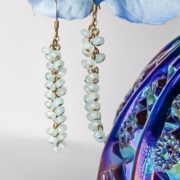 Blue Beaded Dangle Earrings - Picture 1 of 2